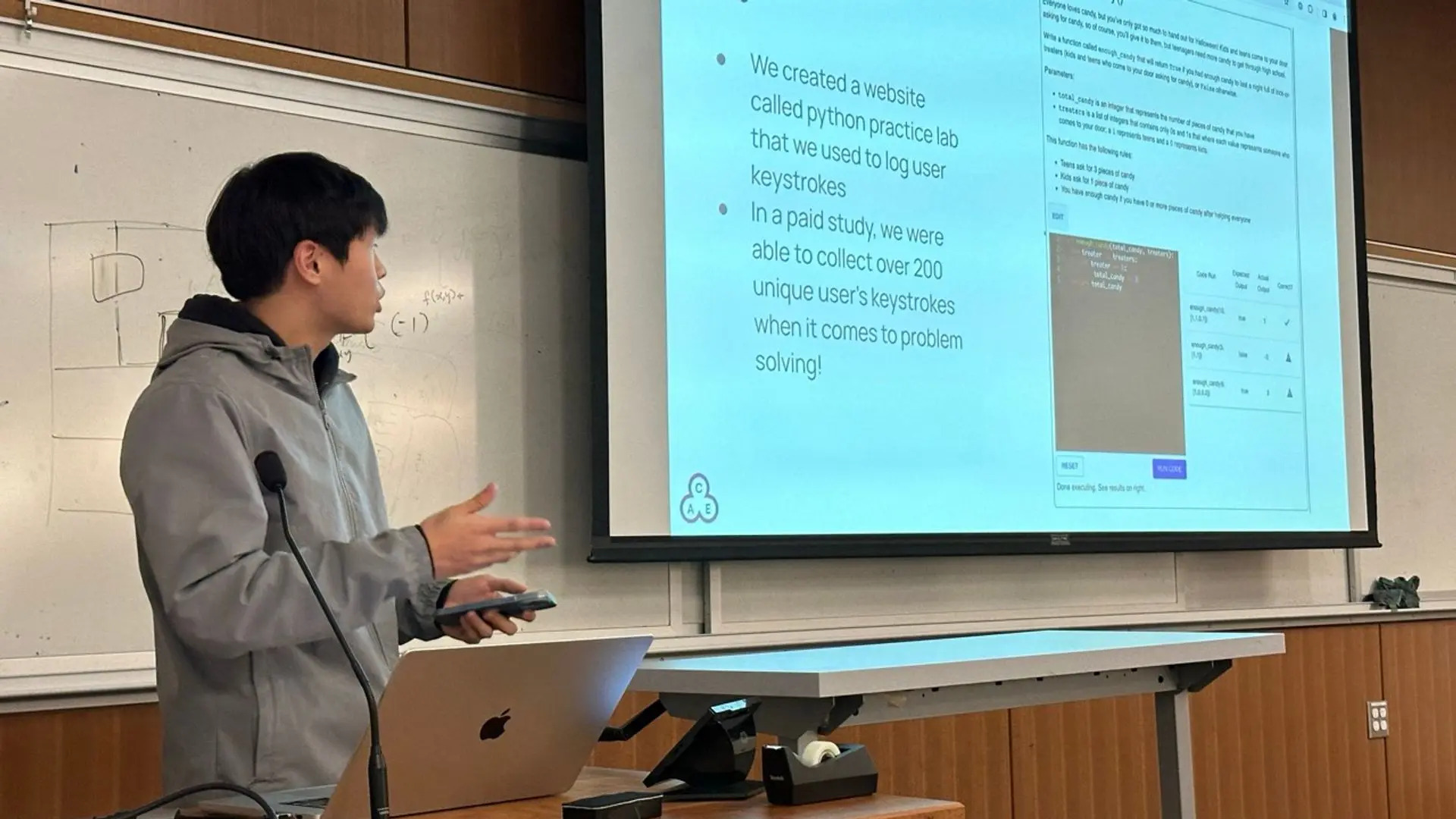 Presenter in the midst of discussing their research