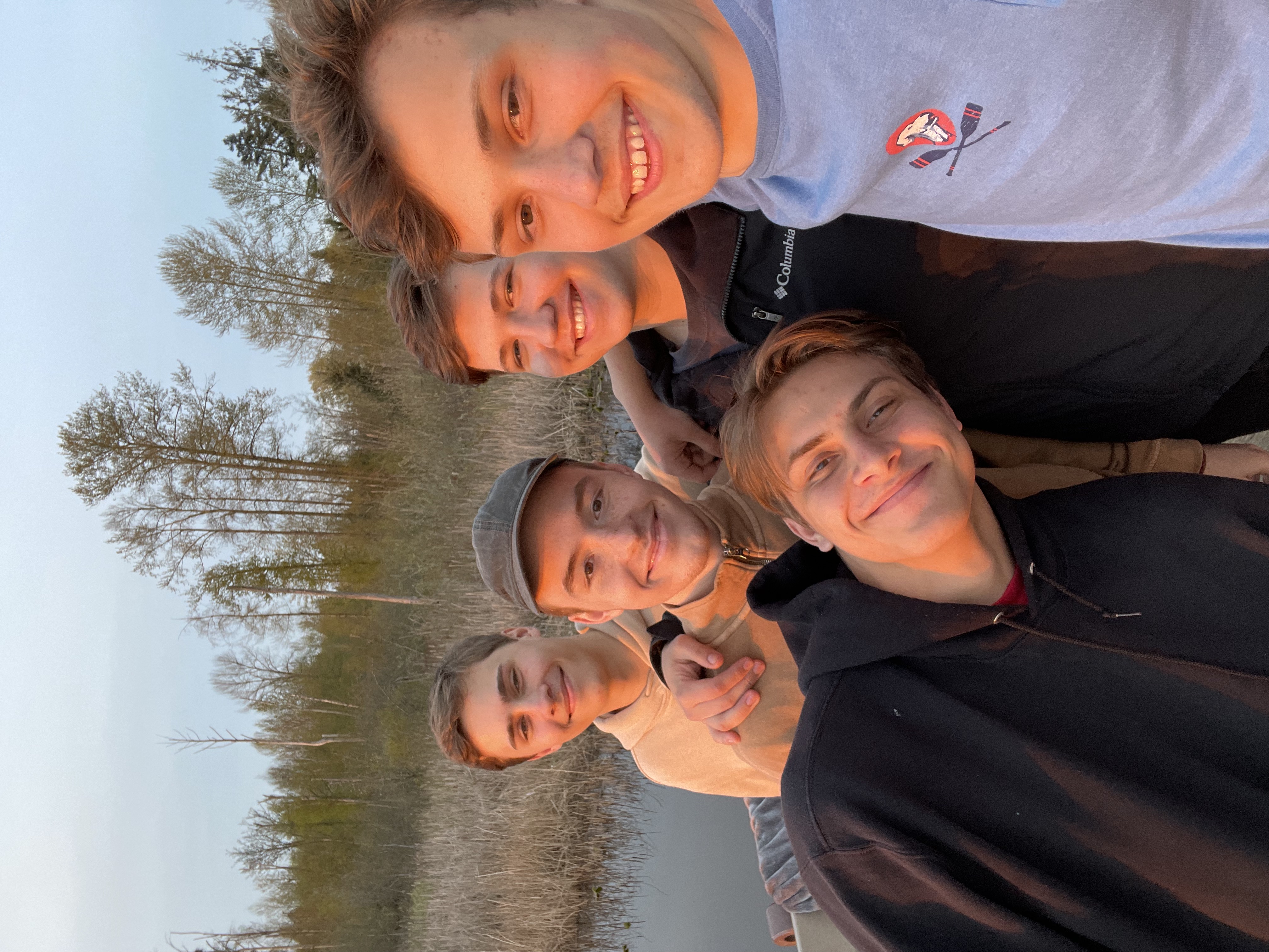 My friends and I on a dock