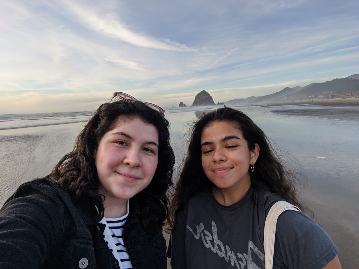 My friend and I at the beach